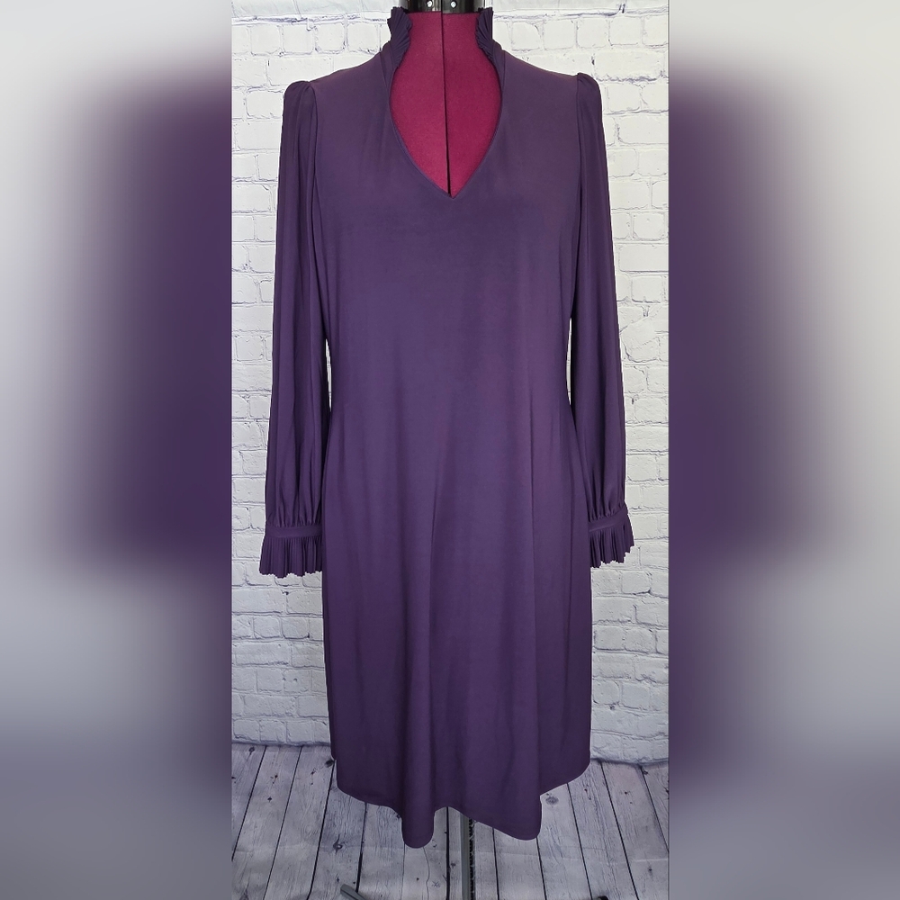 White House Black Market Purple Ruffled Tiered Sheath Dress